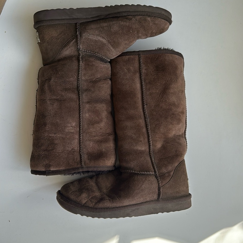 Uggs tall classic chocolate brown suede boots